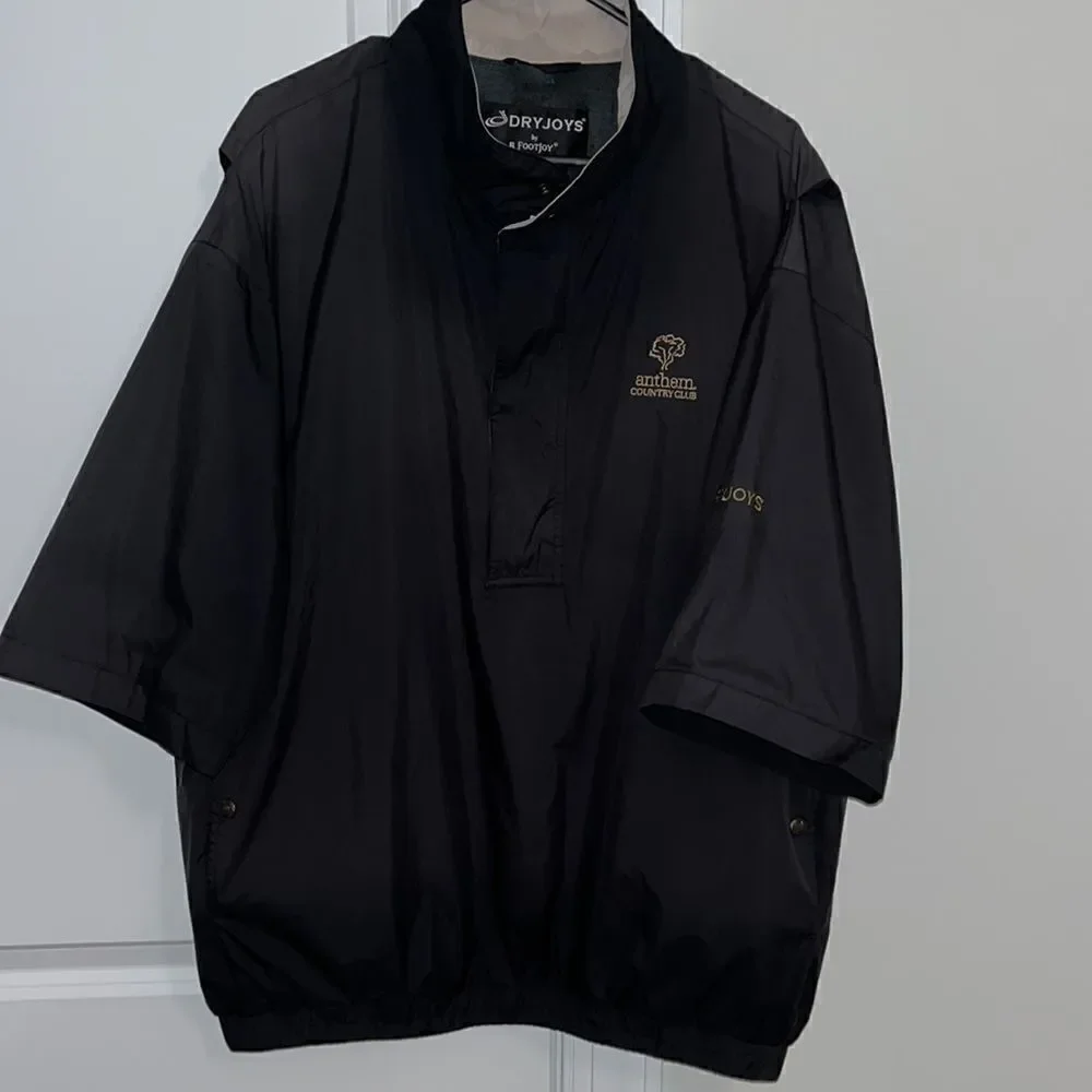 Black Dryjoys Waterproof Rain wear short sleeve Packable golf jacket-L Anthem AZ
